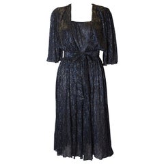 Vintage Blue Stripe Lurex Dress and matching Jacket