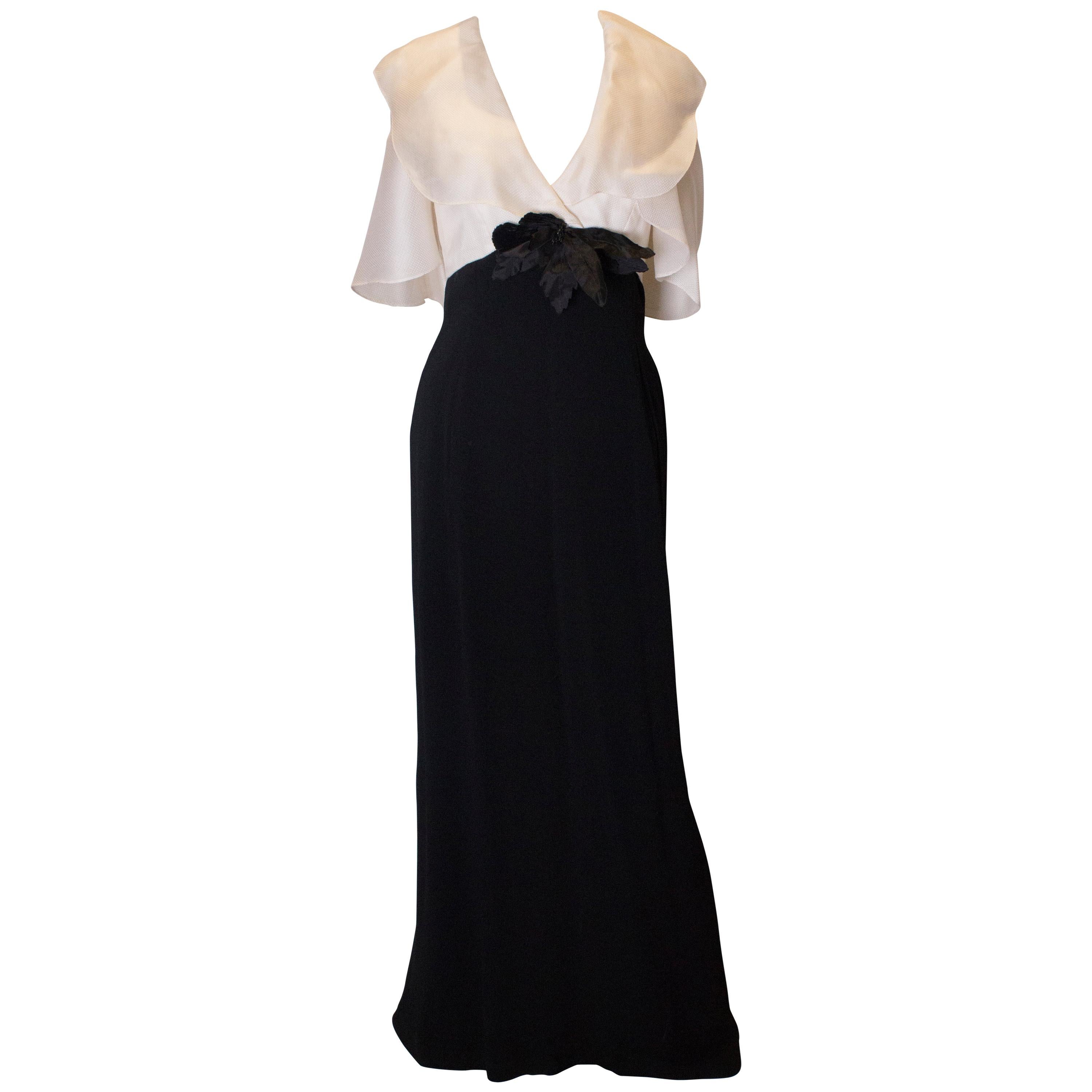 Vintage Caroline Herrera Black and White Gown