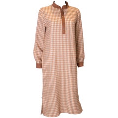 Robe chemise d'automne à carreaux vintage à courbes des années 1980