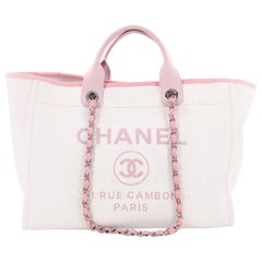 Chanel Deauville Chain Tote Raffia Large