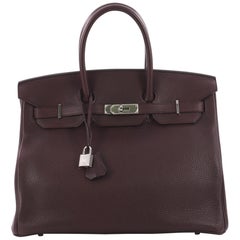 Hermes Birkin Handbag Prune Clemence with Palladium Hardware 35