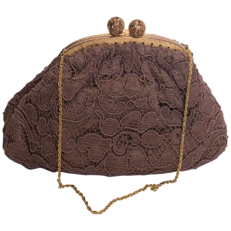 Vintage Brown Lace Evening Bag at 1stDibs brown evening bags