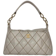 Chanel Lambskin Leather Wild Stitch Small Shoulder with Gold Hardware in White