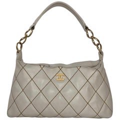  Chanel Lambskin Leather Wild Stitch Small Shoulder with Gold Hardware in White