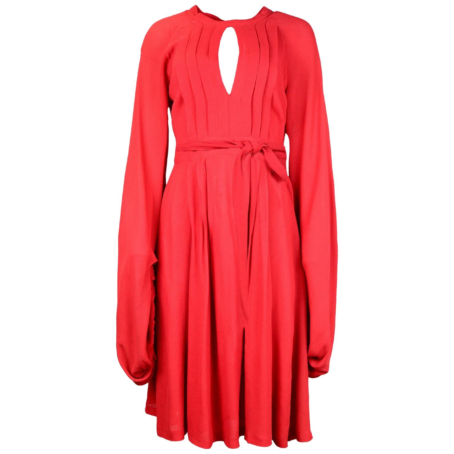 Ossie Clark Vintage '60s Red Crepe Wrap Dress Sz 14