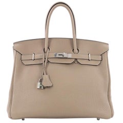 Hermes Birkin Handbag Gris Tourterelle Clemence with Palladium Hardware 35