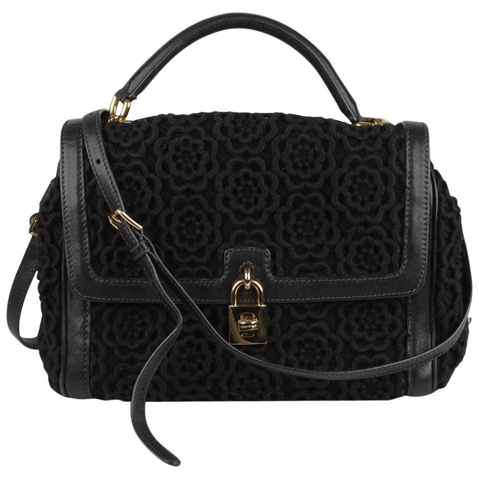 Dolce and Gabbana Black Crochet Miss Bonita Satchel Handbag For Sale at ...