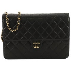 Chanel Vintage Clutch with Chain Quilted Leather Medium