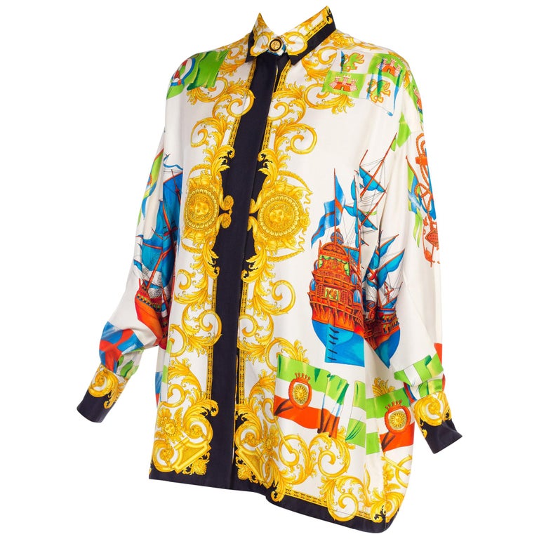 1990S GIANNI VERSACE Silk Blouse Top at 1stDibs