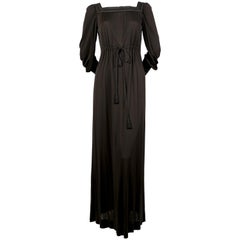 1970's YVES SAINT LAURENT black jersey gown with soutache trim