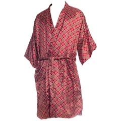 Retro Mens Silky Plaid Robe 1960