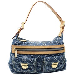 LOUIS VUITTON Green Denim LV Monogram Logo Baggy Top Handle Shoulder Bag  For Sale at 1stDibs