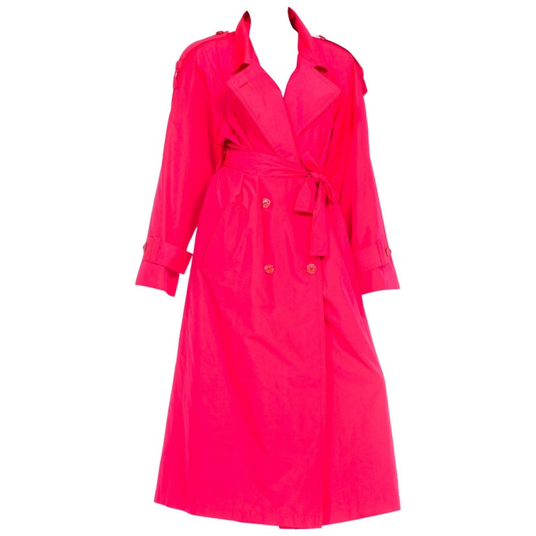 Neon Pink Salmon Rain Trench Coat at 1stDibs trench salmon