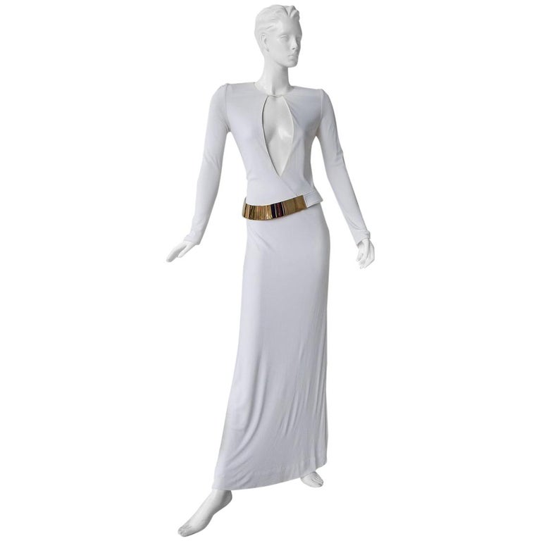 Gucci by Tom Ford Iconic 1996 Halston Inspired White Dress Gown Published For Sale
