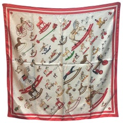 Limited Edition Hermes Raconte-Moi Le Cheval Silk Scarf in Red 