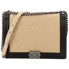 Chanel Bicolor Boy Flap Bag Quilted Lambskin Large