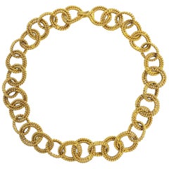 Chanel Chunky Gold Double Circle Rope Link Necklace