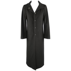 BARNEY'S NEW YORK Size 6 Black Wool / Cashmere Back Slit A line Coat