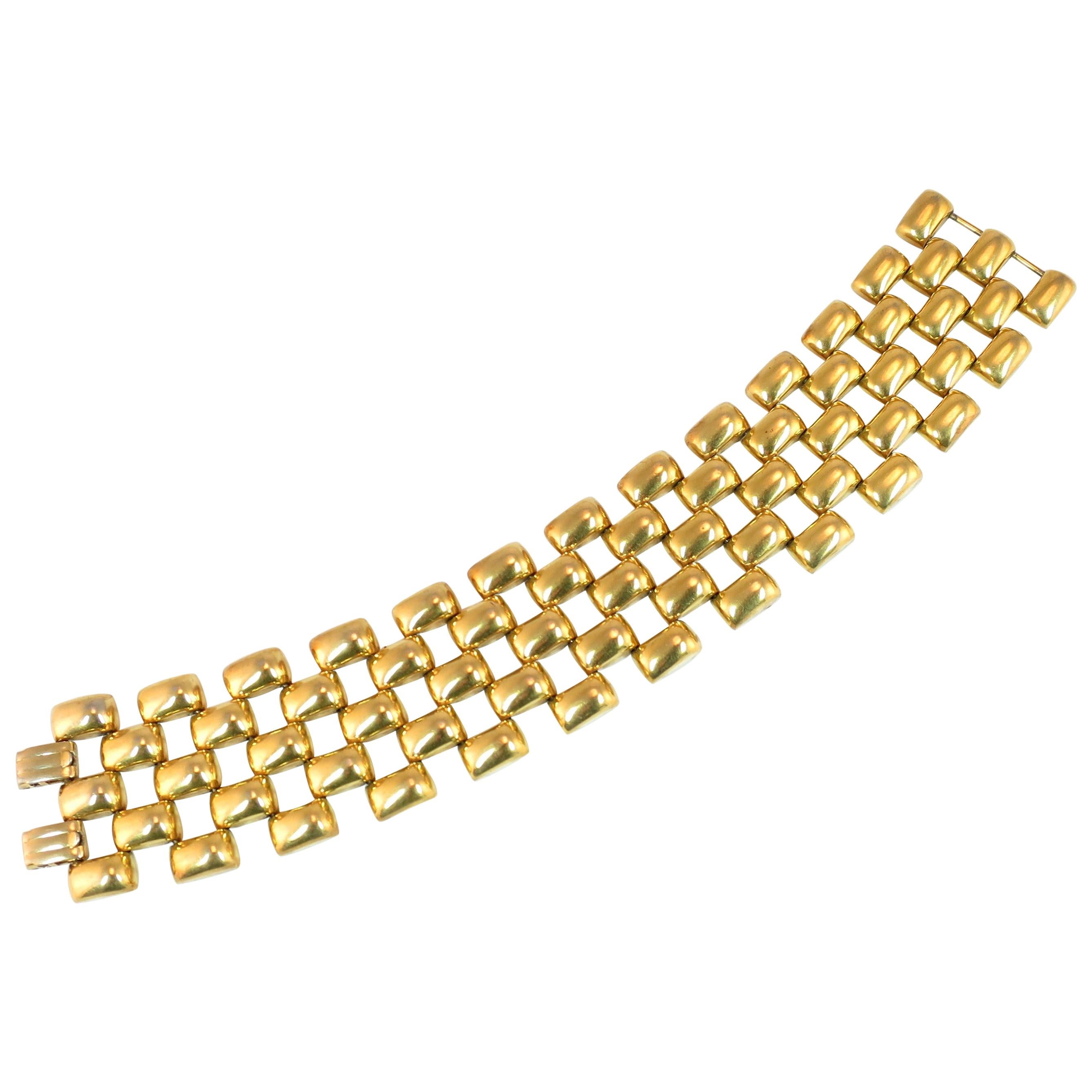 Mid-Century Kreisler Geometric Open-Link Vermeil Bracelet 1940s For Sale
