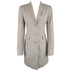 AKRIS Size 6 Light Heather Gray Notch Lapel Three Button Coat