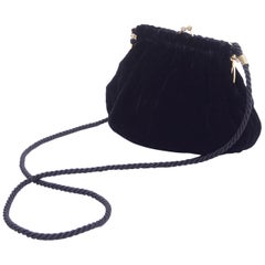 Gucci Handbag Vintage Black Velvet Evening Bag W/ Shoulder Strap