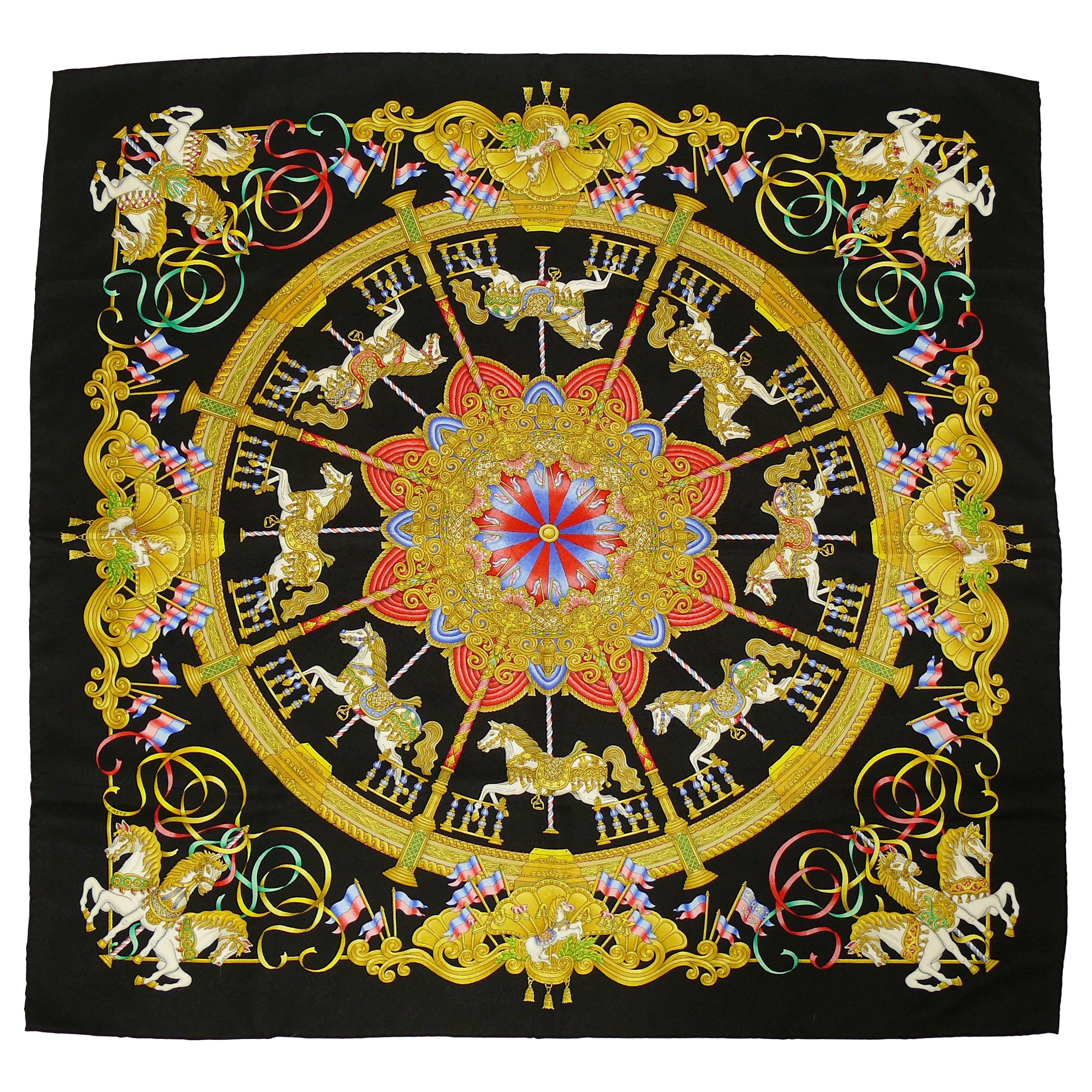 Hermes Silk Jacquard Carre Scarf Luna Park by Joachim Metz