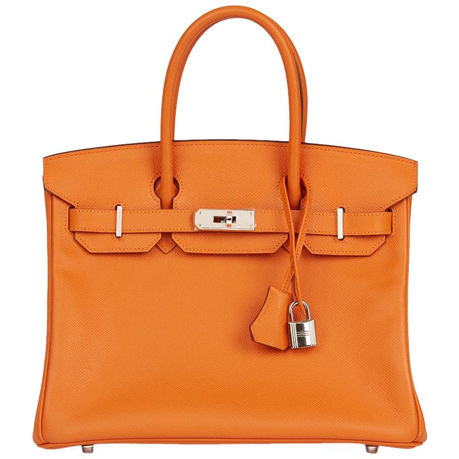 2009 Hermes Orange H Epsom Leather Birkin 30cm