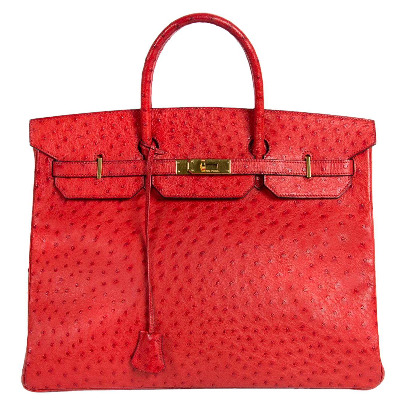 Hermès Birkin 40 Ostrich Bougainvillea PHW For Sale