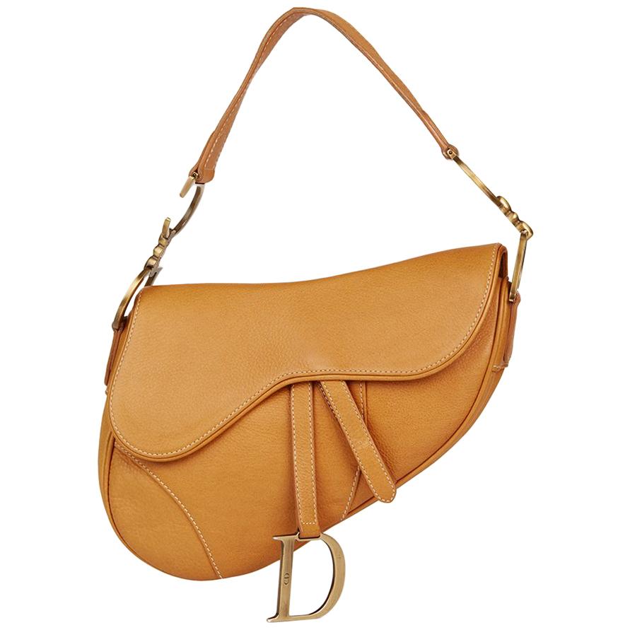 2002 Christian Dior Tan Calfskin Leather Saddle Bag