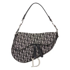 Used 2003 Christian Dior Black Monogram Canvas Saddle Bag