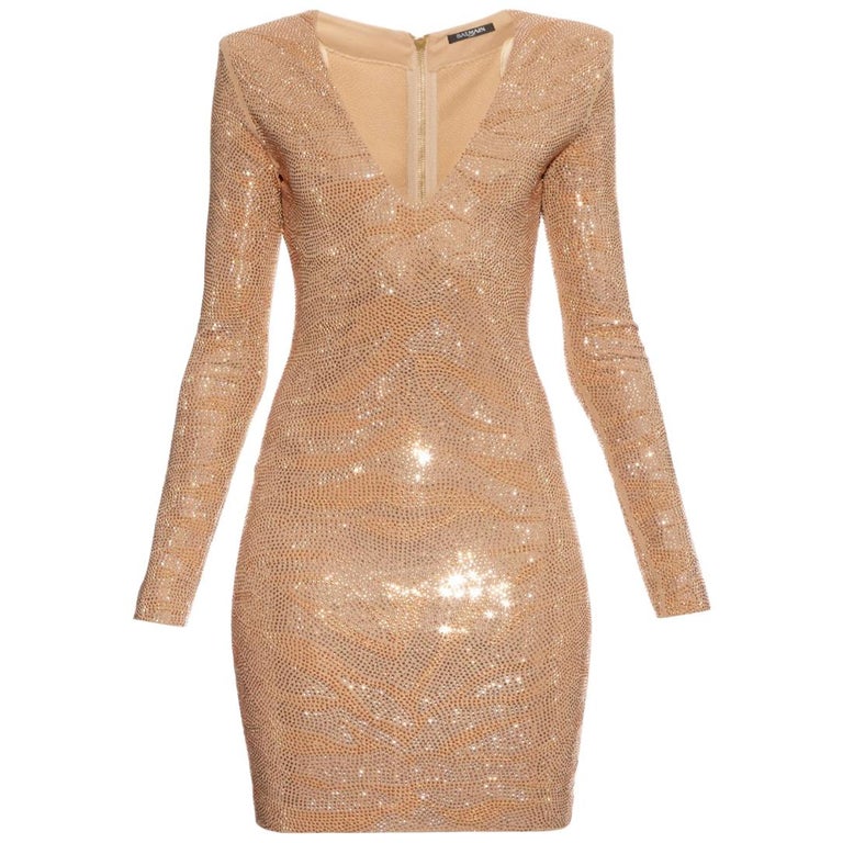 slim fit dress slacks Balmain Sequin-Embellished Logo Mini Dress (White, S–L) – LUXE LIVING  FASHIONS
