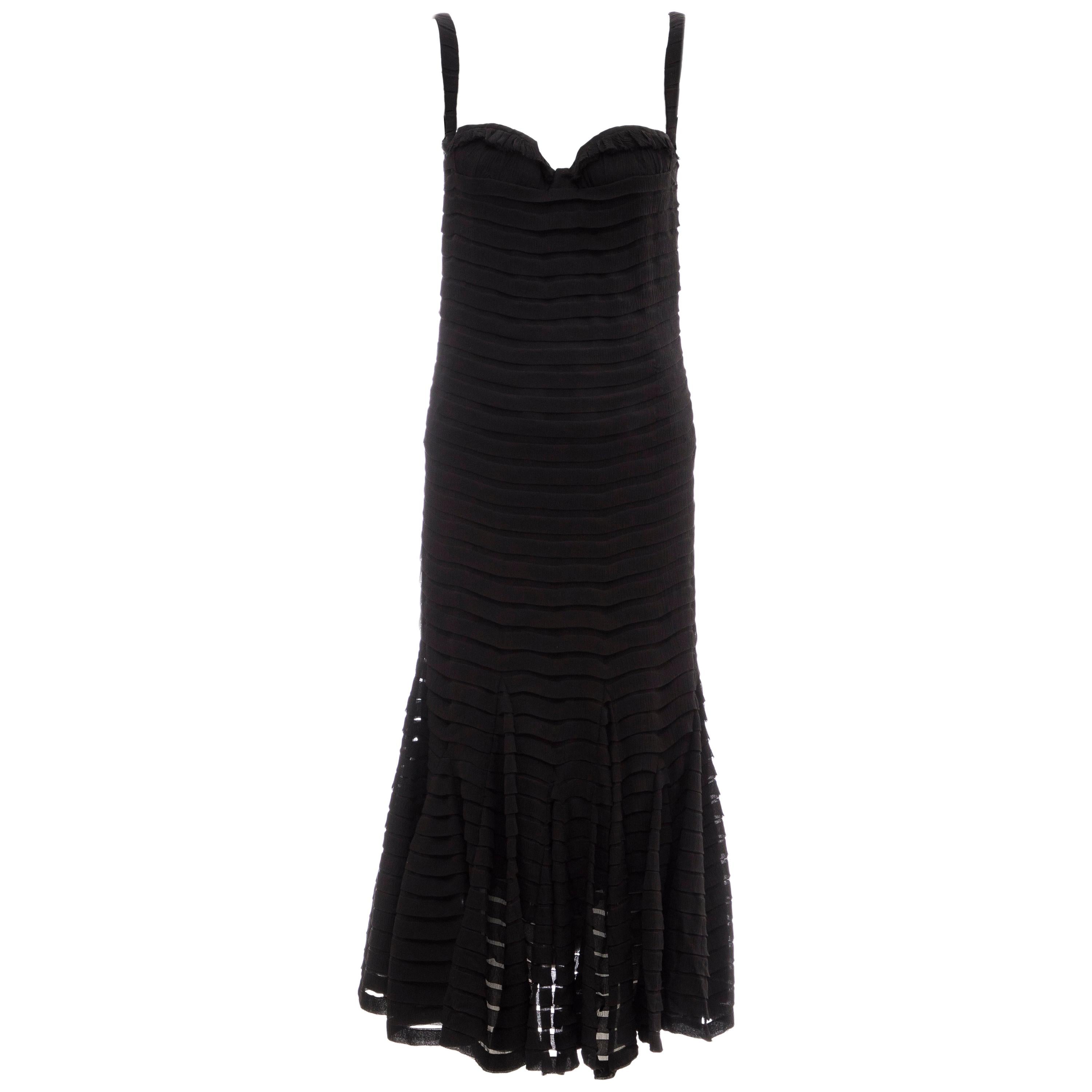 Alexander McQueen Black Silk Chiffon Evening Dress, Fall 2005  For Sale