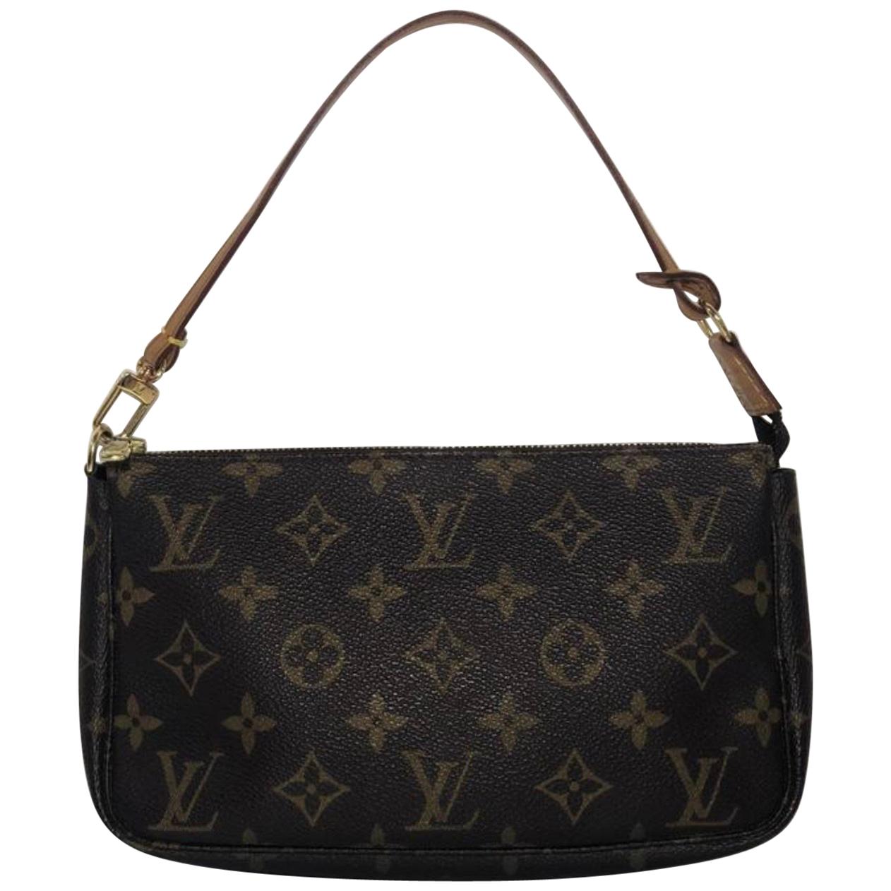  Louis Vuitton Monogram Pochette Accessories Wristlet Handbag For Sale