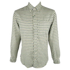 GITMAN Vintage Size L Green & Yellow Squares Brushed Cotton Long Sleeve Shirt