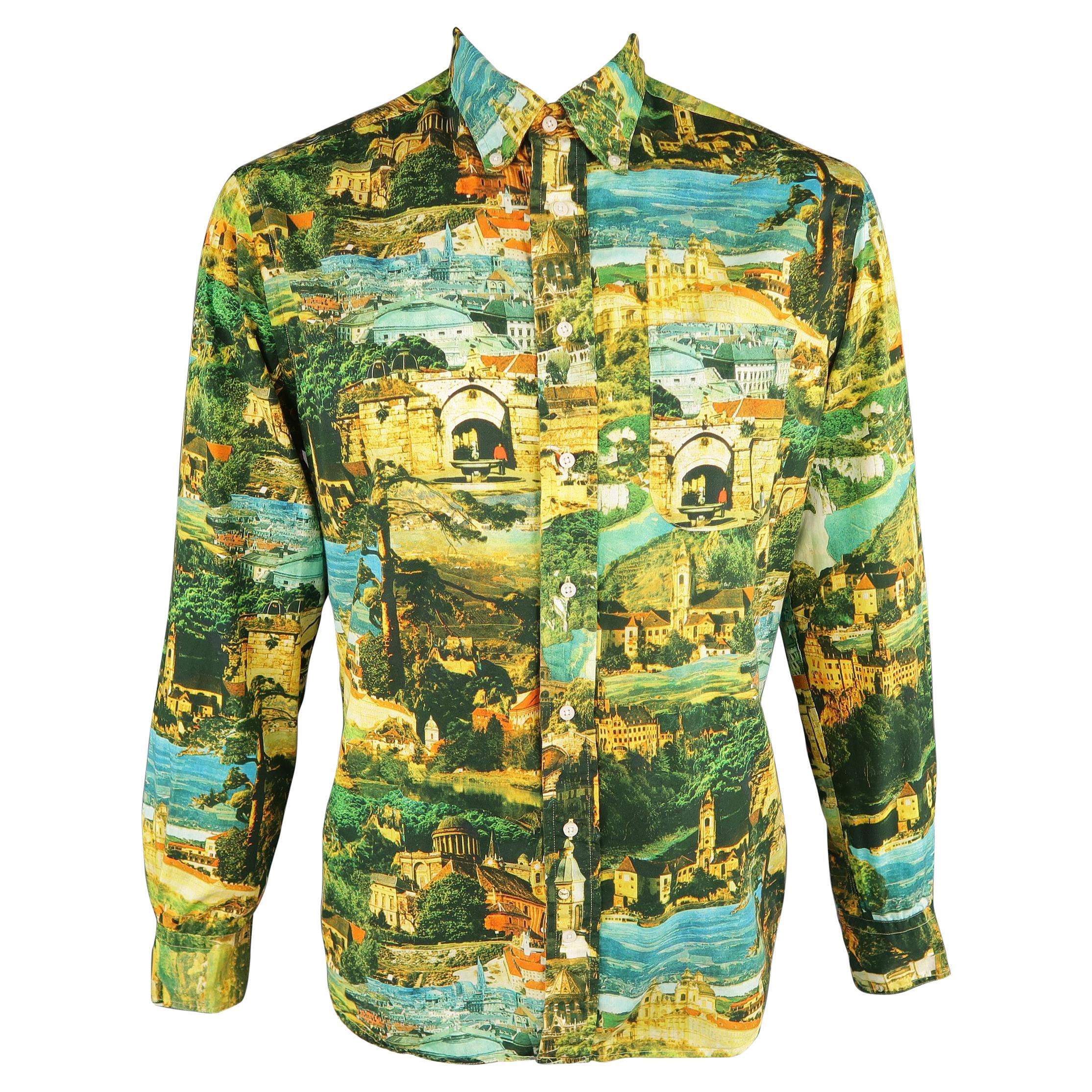 GITMAN VINTAGE Size L Multi-Color Print Cotton Long Sleeve Shirt