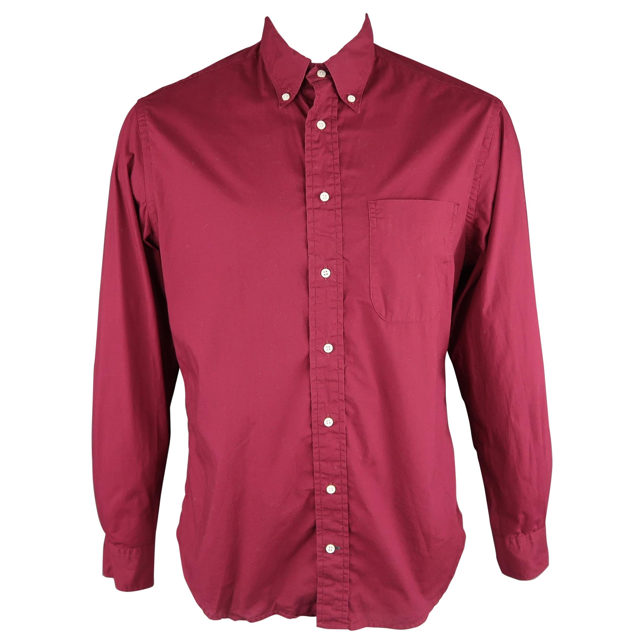 GITMAN VINTAGE Size L Burgundy Solid Cotton Long Sleeve Shirt