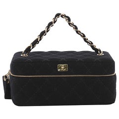 Chanel Vintage Cosmetic Case Quilted Fabric Small