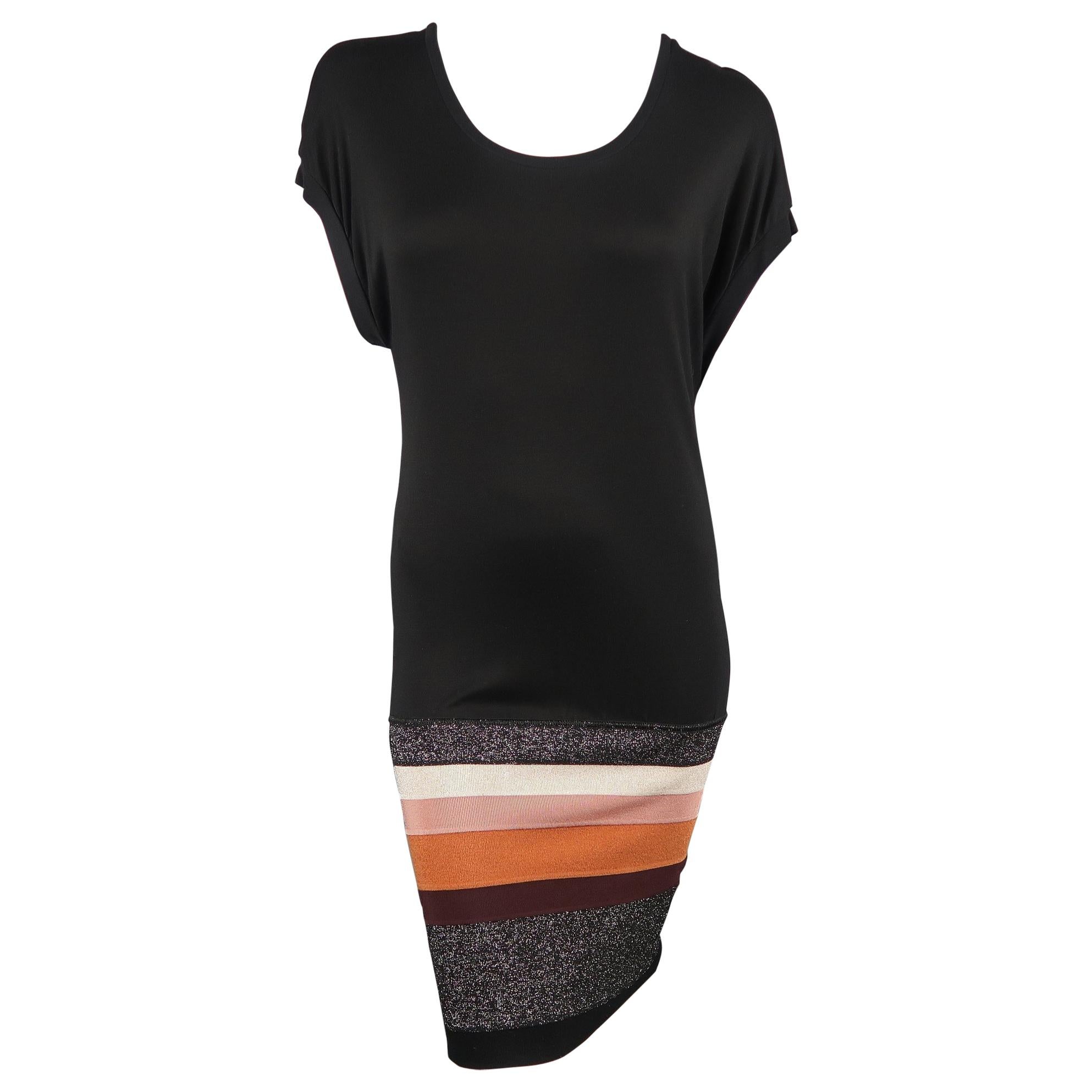 M MISSONI Size 2 Black Jersey Drop Waist Striped Knit Skirt Dress