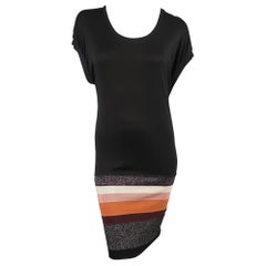 M MISSONI Size 2 Black Jersey Drop Waist Striped Knit Skirt Dress