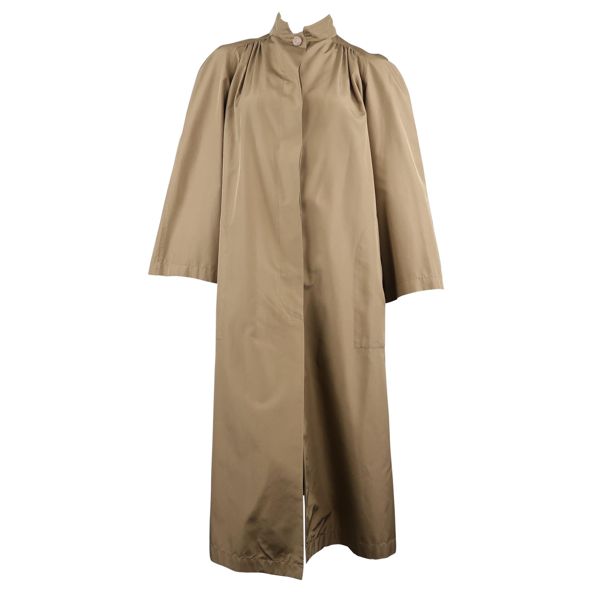 Vintage VALENTINO Tan High Collar Gathered A Line Over Coat