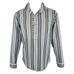 Vintage "RRL" by RALPH LAUREN Size M Light Blue Stripe Cotton Popover Pullover