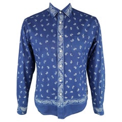 Vintage 45rpm Size L Blue Paisley Cotton Long Sleeve Shirt