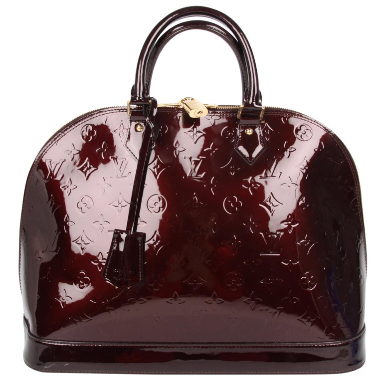 Louis Vuitton Alma GM Tote Bag burgundy patent leather at 1stDibs