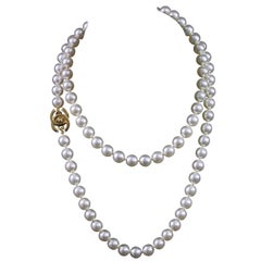 Chanel Long Pearl Choker / Necklace with Mademoiselle Clasp