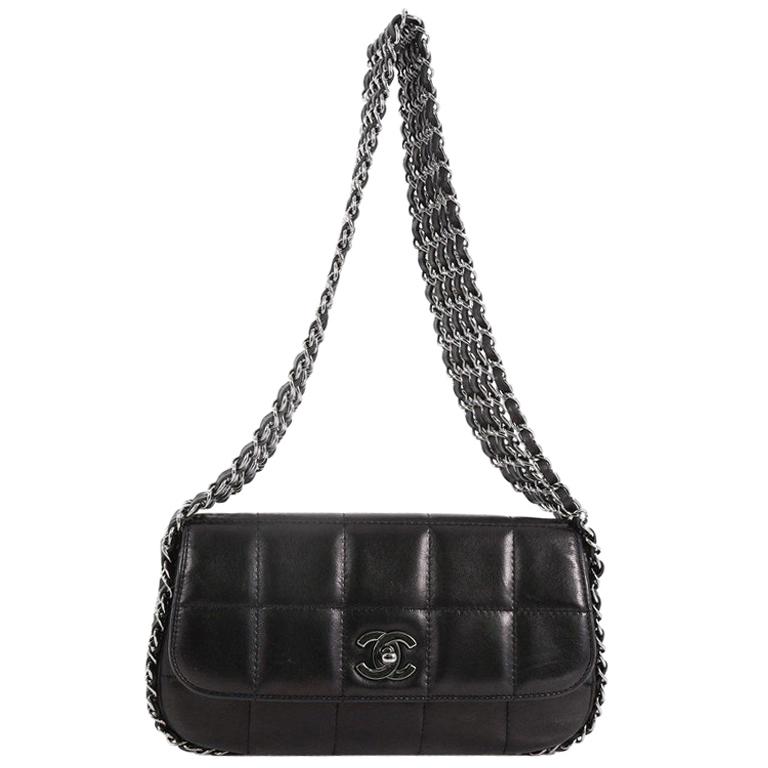 Chanel Vintage - Choco Bar Chain Cotton Handbag Bag - Black - Leather and Canvas  Handbag - Luxury High Quality - Avvenice