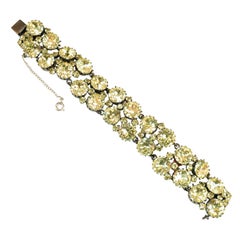 Austrian Hand-Created Canary Crystal Link Bracelet 1930s