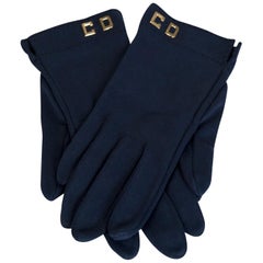 Vintage Christian Dior Navy Monogram Wrist Gloves, 1970s