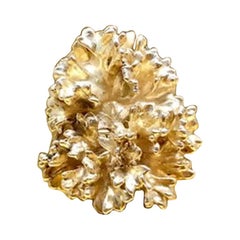 Vintage Retro 1970 Gilded Sterling Dipped Parsley Leaf Adjustable Cocktail Ring