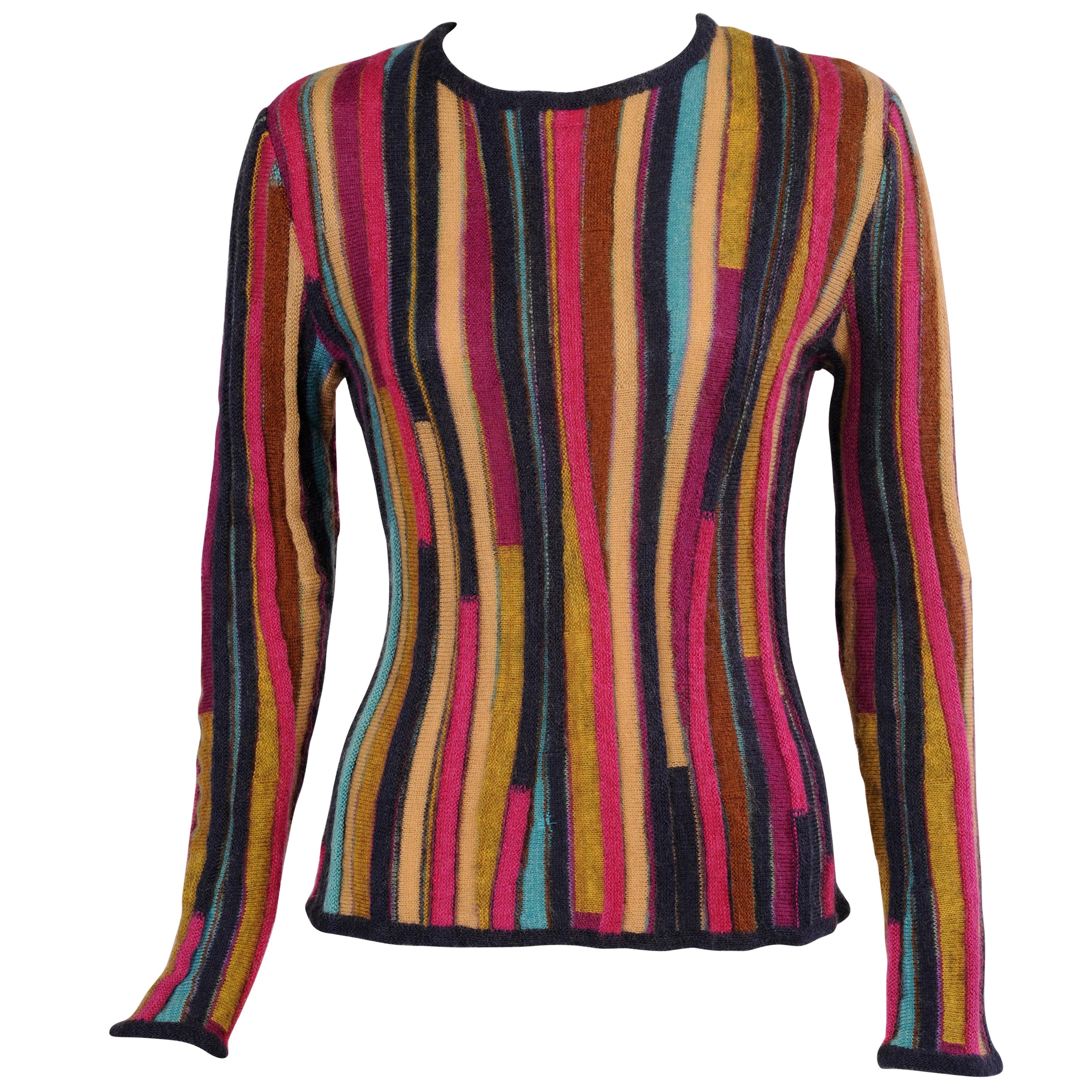 Missoni Colorful Striped Pullover Sweater Mohair and Wool 