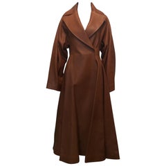 The Row Long Caramel Leather Coat Size 6